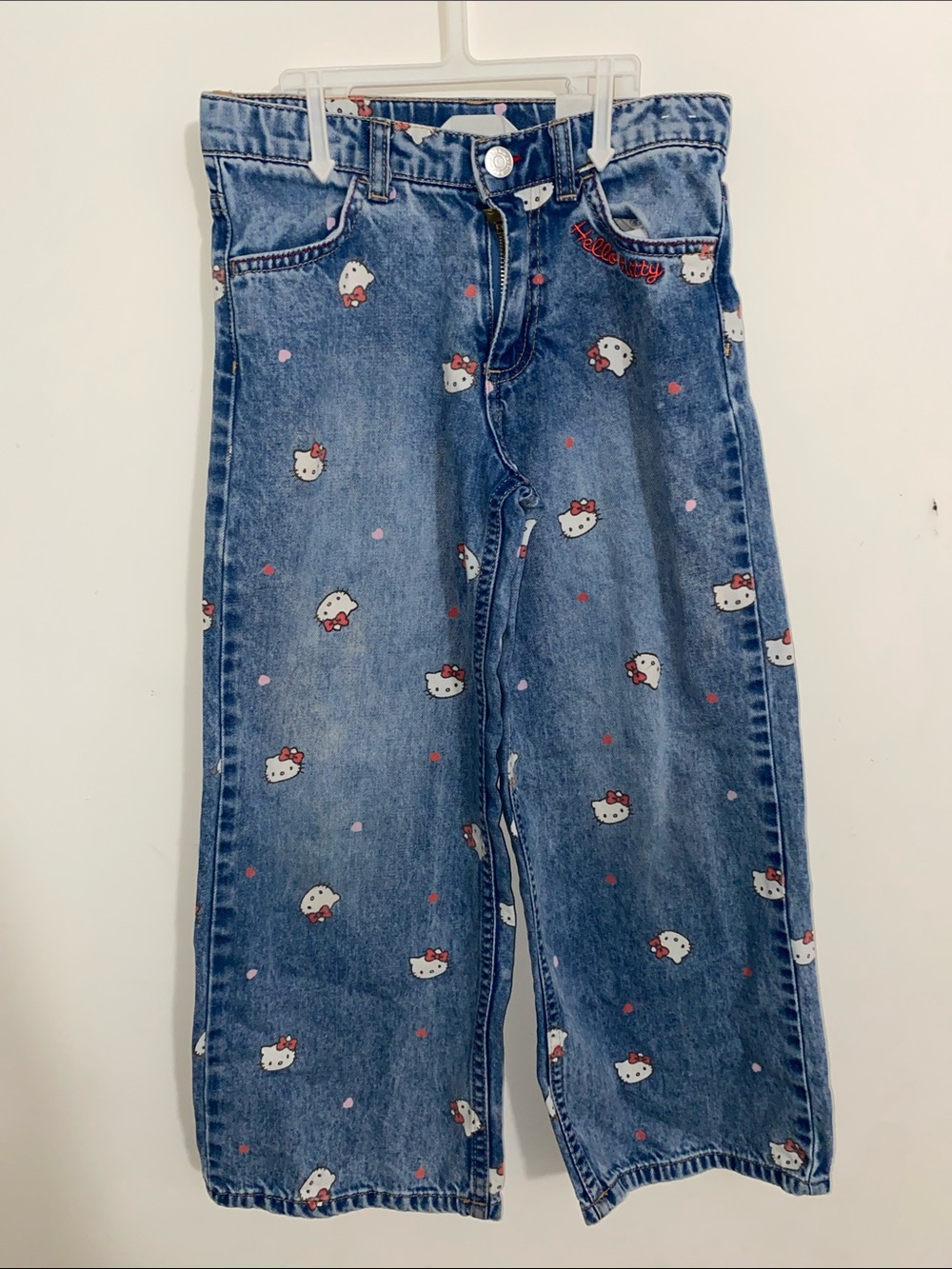 H&M Hello Kitty Blue Denim Wide-Leg Jeans